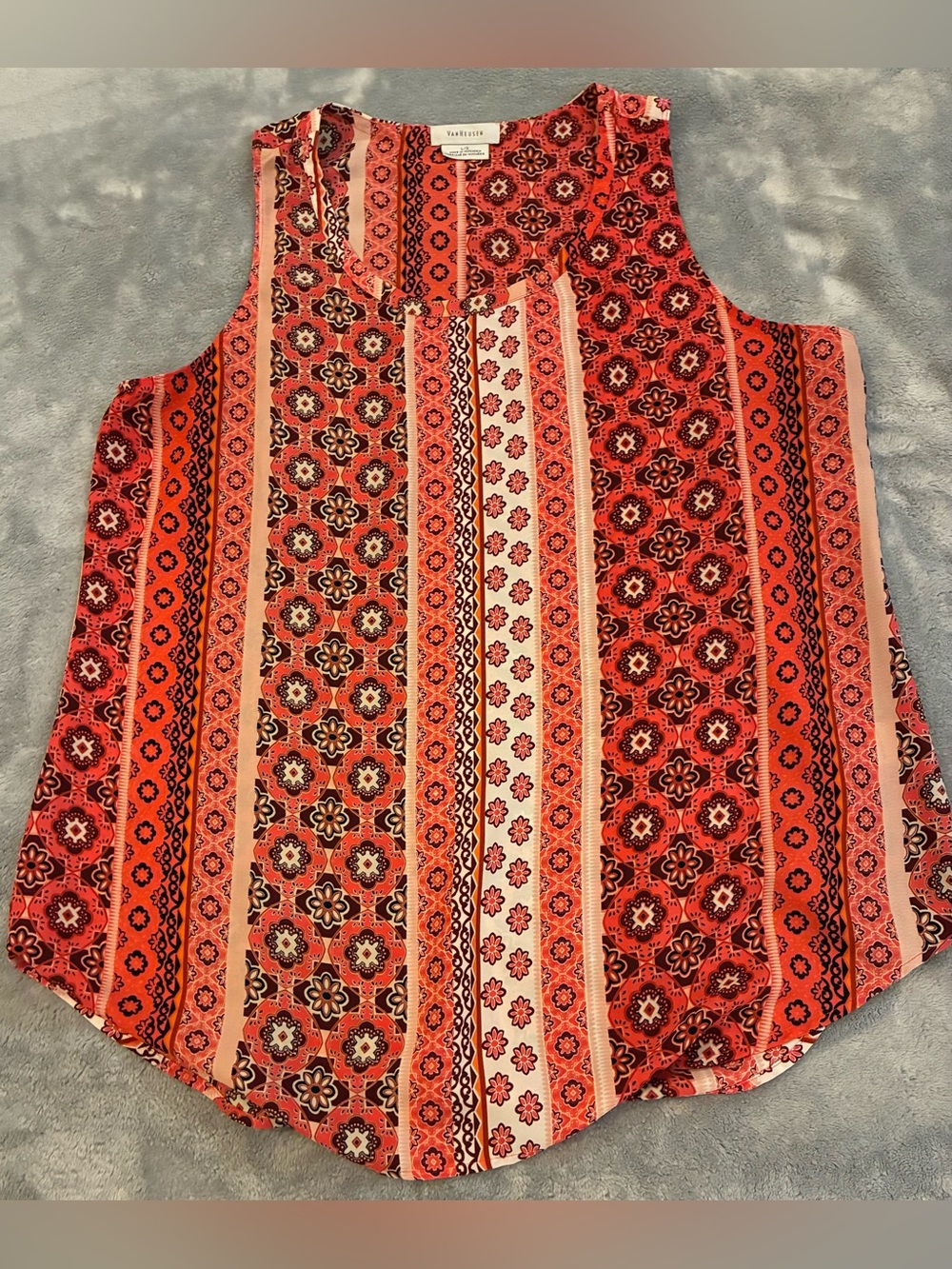 Women’s Van Heusen Brand Coral Patterned Sleeveless Tank Top Size Large